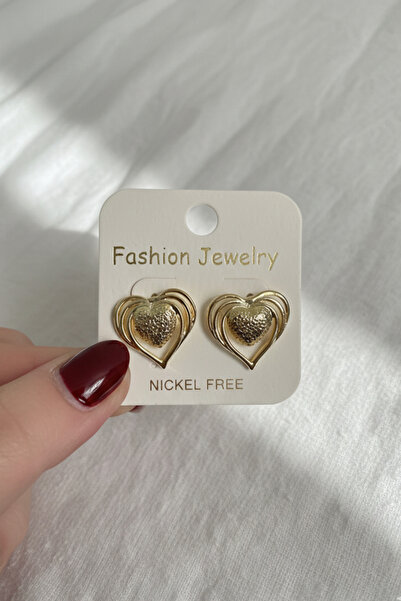 Volenta Shop Vip Gold Colorful Winged Heart Detail Earrings