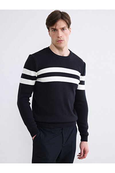 LC Waikiki Peak New Season Crew Neck Striped Men's Knitwear Sweater