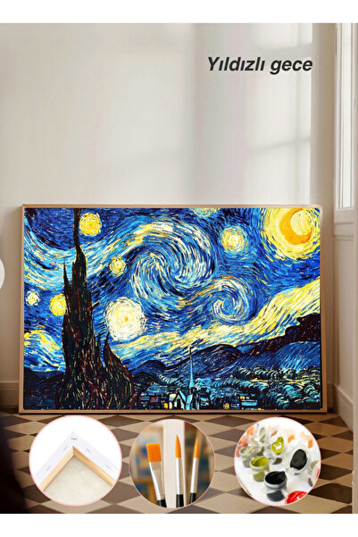 TT ART Sayılarla Boyama Çerçeveli Hobi Seti Numaralı Tuval Fırça Boya Dahil K...