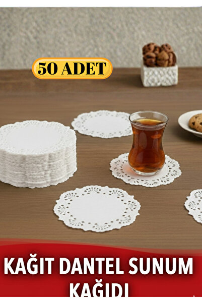 BRE HOME 50 Adet Kağıt Dantel Sunum Kağıdı - Lüks Bardak Altlığı Ve Tabak İçi...
