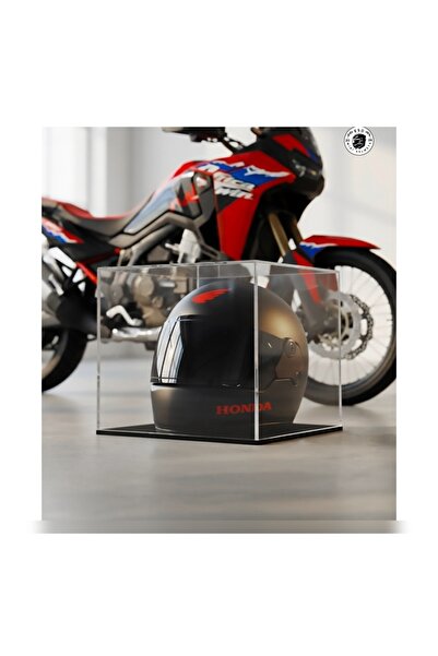 Honda Mini Kask Dekoratif Koleksiyon Ürünü – Şeffaf Kutulu Masaüstü Dekor
