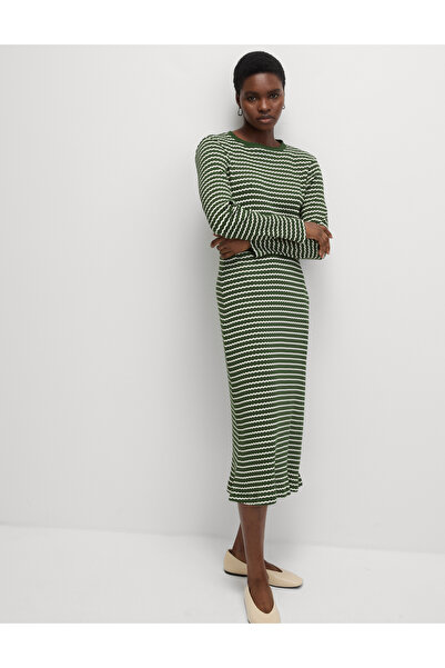Marks & Spencer Pamuk Karışımlı Çizgili Midi Elbise