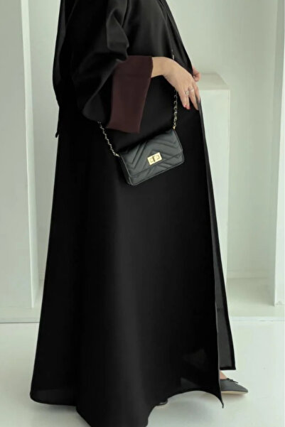 Abay-ti Women's abaya with lined sleeves in burgundy color, featuring a sleek...