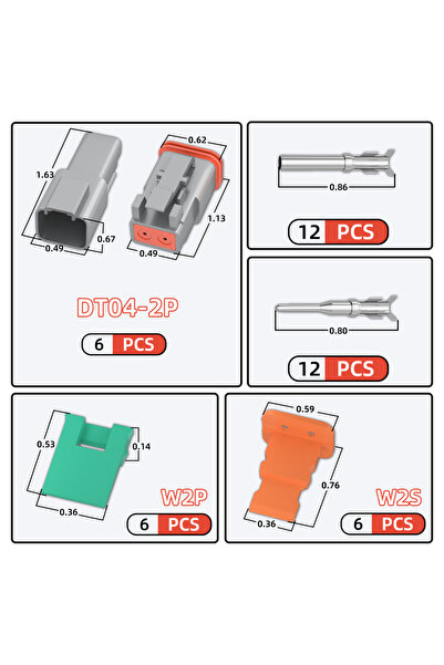 Choice موصلات دويتش ثنائية الدبابيس DT (DT04-2P وDT06-2S) رمادية اللون، مقاوم...