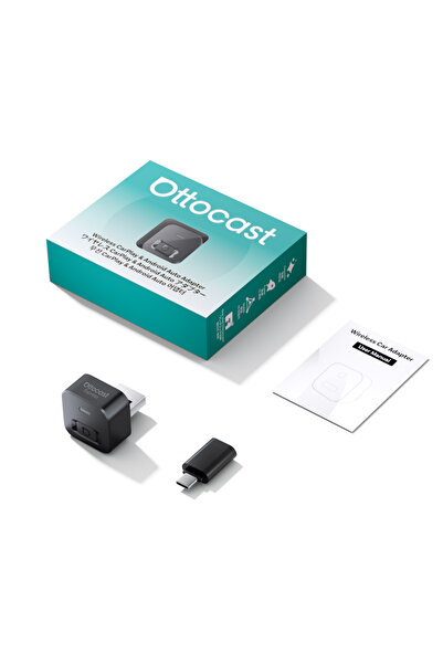 Choice محول OTTOCAST Mini Dot اللاسلكي الأسود، يدعم CarPlay وAndroid Auto، جه...