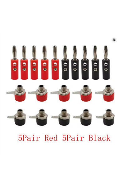 choice2 Red and Black 10Pair Silver 4mm Banana Plug Male and Female 4mm Banan...