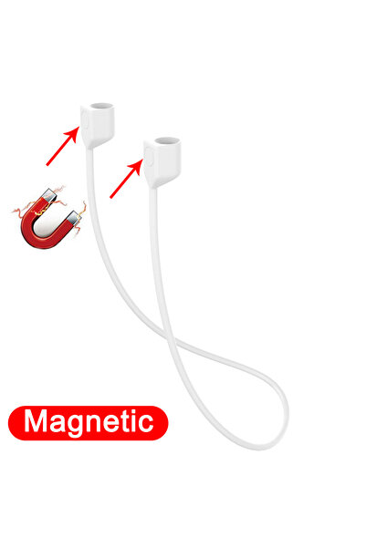 Choice B White Magnetic Anti-lost Rope Strap Silicone Earphones String for Ai...