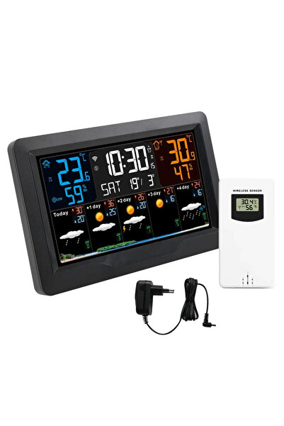 Choice محطة الطقس الذكية Tuya المزودة بتقنية الواي فاي، بمقبس أوروبي، لقياس د...