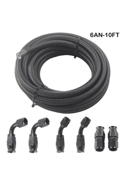 Choice 6AN-10FTBK An6 An8 An10 3m/10ft E85 Tube Nylon Stainless Steel Braided...