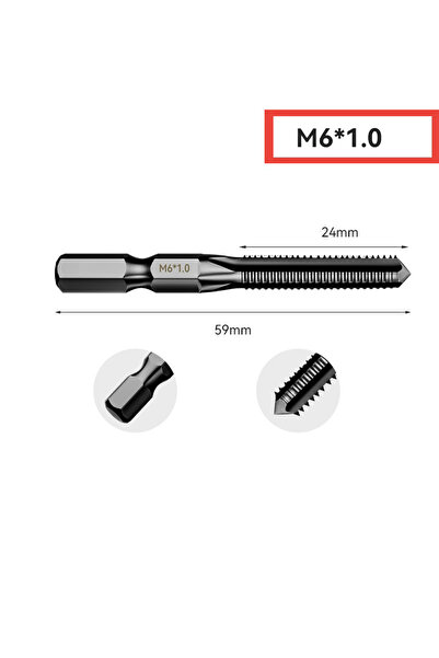 Choice6 6mm 1PCS HSS 6542 Tap Drill Bit Hex Shank Thread Metric Tap 2.5-12mm ...