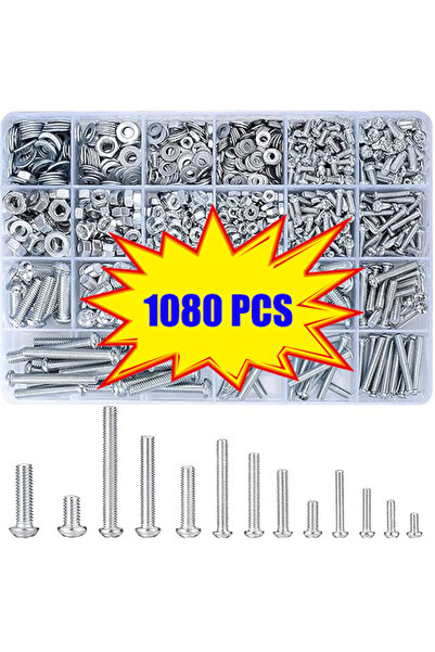 Choice 1080pcs Screws Bolts and Nuts Assortment Kit, Metric Machine Screws an...