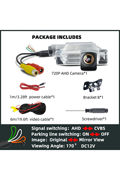 Choice AHD720P Camera 170° AHD1080P or 720P Backup Camera Reverse Rear View f...