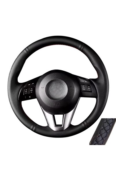 Choice غطاء عجلة قيادة السيارة بخيط أسود، مصنوع يدويًا من جلد المايكروفايبر ا...