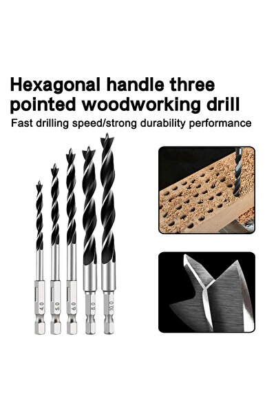 Choice مثقاب خشبي سداسي الشكل مكون من 5 قطع بمقبض سداسي وثلاثة رؤوس، لتوسيع ث...