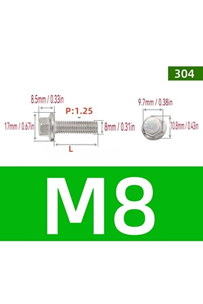 Choice12 x30mm DIN6921-M8-5Pcs 5-10Pcs 304 Stainless Steel Hex Flange Bolts M...