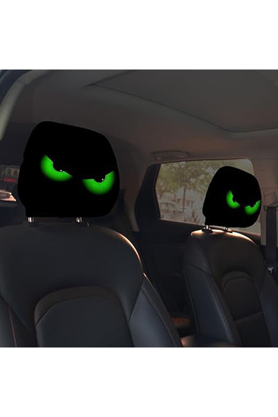 Choice غطاء مسند رأس السيارة من ستايل 4، قطعتان، بتصميم كرتوني مضحك بعيون مائ...