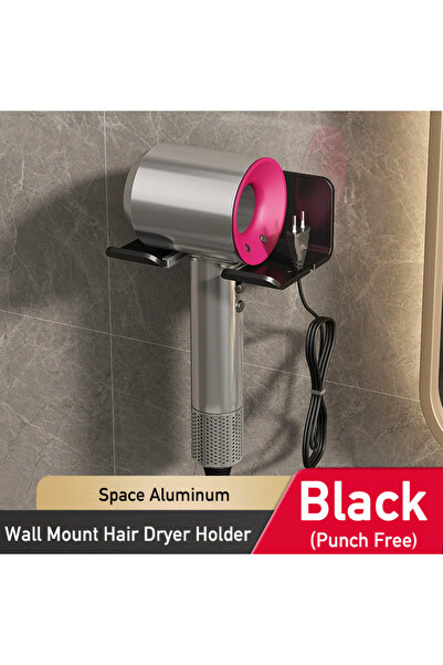 Choice رف تجفيف شعر أسود من الألومنيوم، يُثبت على الحائط، منظم تخزين للحمام، ...