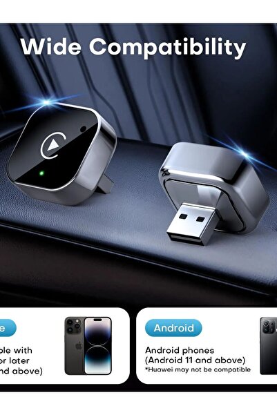 Choice محول لاسلكي أسود 2 في 1 لـ CarPlay و Android Auto، مناسب لمعظم السيارا...