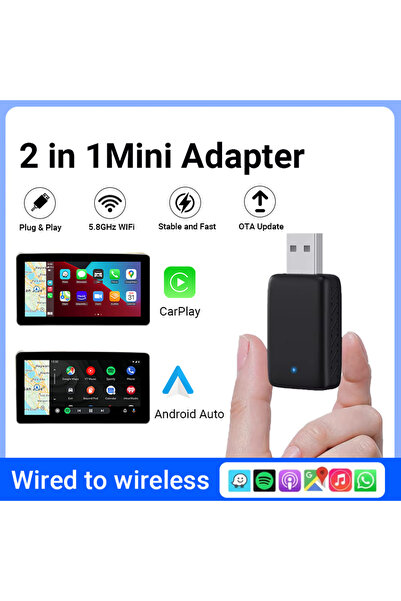 Choice كاربلاي وأوتو XUDA 2025 جهاز لاسلكي جديد 2 في 1 ذكي صغير الحجم يدعم كا...