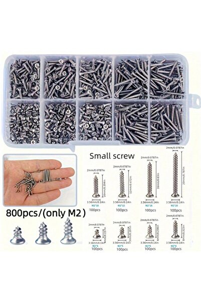 choice2 800pcs(only M2) 800pcs Self Wood Screws Set, M2 Flat Head Sheet Metal...
