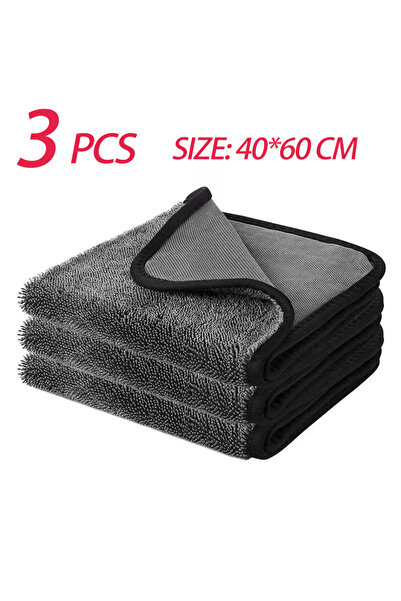 choice2 40x60x3pcs 40*60/40cm Car Wash Towel 600GSM Microfiber Double-Sided U...