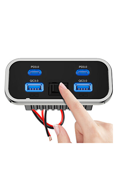 Choice4 2PD 2QC -1 12/24V QC3.0 PD Car Charger Sket Quick Charge Dual USB Dua...
