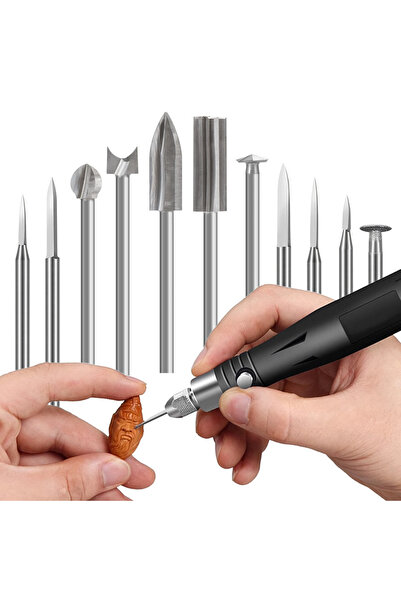 Choice مجموعة من 11 قطعة من ملحقات مثقاب النقش باللون الرمادي الفاتح، مزودة ب...