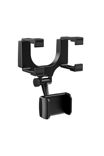 Choice حامل هاتف أسود من سيميتال يُركّب على مرآة الرؤية الخلفية للسيارة، قابل...