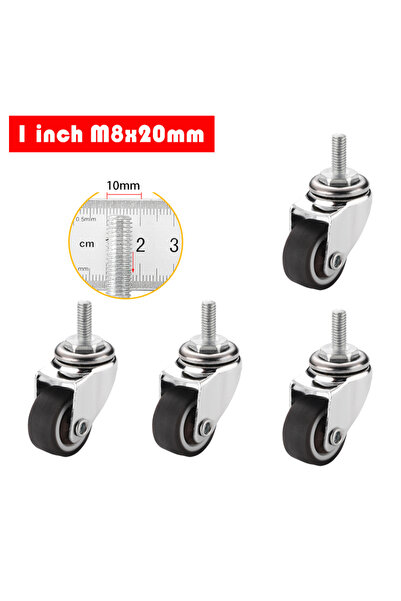 Choice عجلات دوارة صغيرة من النوع الأول M8x20mm مقاس 1 بوصة مزودة بمكابح - مج...