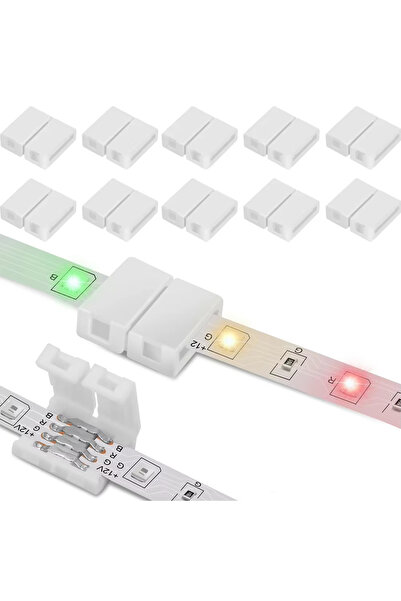 Choice 10 قطع 4 دبابيس 10 مم على شكل L شريط LED موصل بدون لحام لشريط 5050/352...