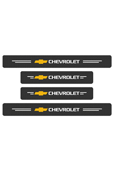 Choice أربع قطع من واقيات عتبات الأبواب بتصميم ألياف الكربون لسيارات شيفروليه...