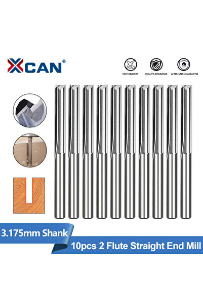 Choice18 10 قطع من قواطع التفريز المستقيمة ذات الشفرتين، مقاس 3.175 × 3.175 ×...