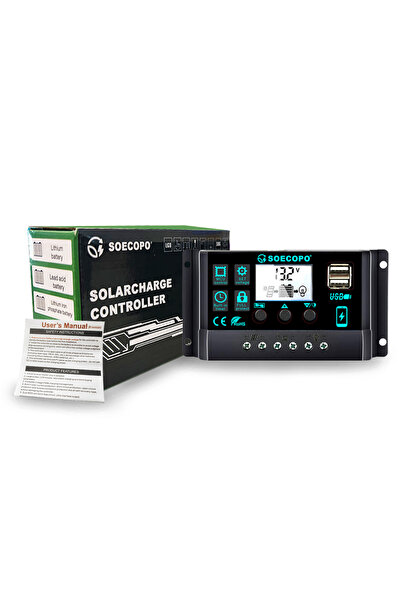 choice2 وحدة تحكم شحن الطاقة الشمسية 12 فولت/24 فولت تلقائية 10 أمبير، لون أس...