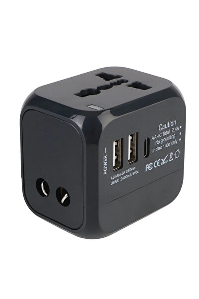 Choice black Universal All-in-One Wall Travel Charger Adapter with 2 USB And ...