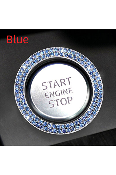 Choice Blue 1psCar One-Click Engine Start Stop Switch Button Cover Double Cry...