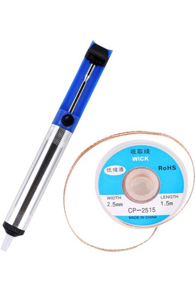 Choice4 Blue Pen Set 2 Aluminum Desoldering Pump Vacuum Tin Removal Pen Desol...