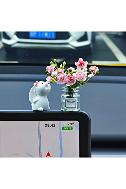 Choice A Car'S Mounted Bunny Smelling Floral Fragrance Healing Ornament Conso...