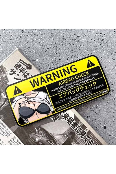Choice ملصق سيارة كرتوني بطول 13 سم، قطعة واحدة - ملصق تحذيري لفحص الوسادة ال...