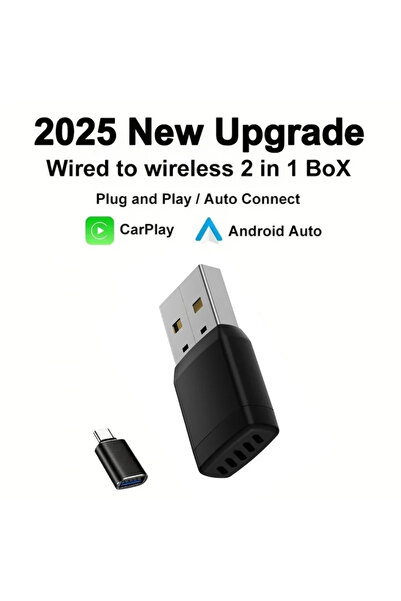 Choice محول كاربلاي لاسلكي صغير أسود اللون، يعمل بنظام أندرويد أوتو، دونجل لا...