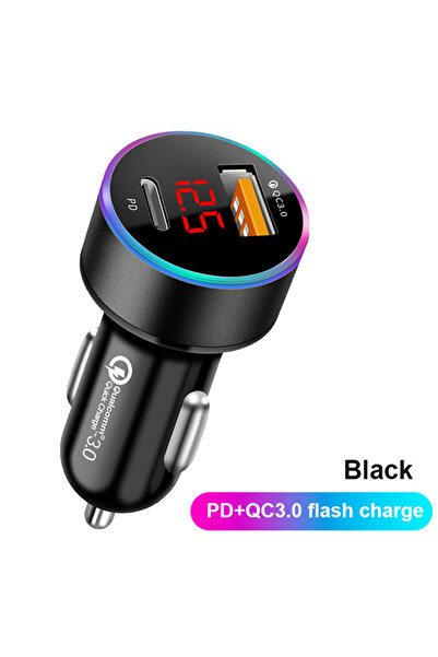 Choice1 Black 1pc SEAMETAL Car Charger PD+USB QC3.0 38W Quick Charging Phone ...