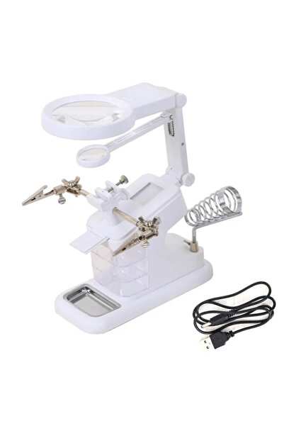 Choice مجموعة واحدة من مصباح LED أسود، عدسة مكبرة مكتبية، محطة لحام، منفذ USB...