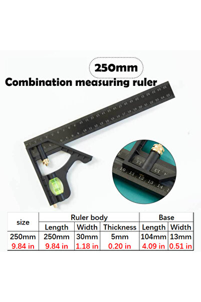 choice2 مسطرة متعددة الوظائف قابلة للتحريك، 250 مم، 150/200/250 مم، منقلة، مس...