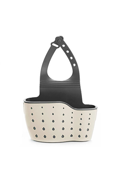 Choice منظم حقائب معلق بيج اللون، رف مزدوج الطبقات لحوض المطبخ بتصميم قوي يتح...