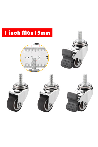 Choice M6x15mm Type 3 1" Small Caster Wheels Profile Castor Wheels with Brake...