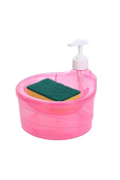 Choice موزع صابون أحمر سعة 1000 مل وحامل ليفة غسيل أطباق متعدد الوظائف، مناسب...