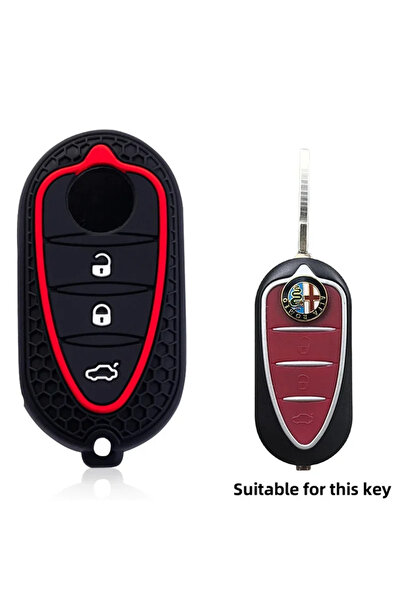 Choice حامل غطاء مفتاح سيليكون أسود لسيارة ألفا روميو جوليتا ميث جونيور 4 سي ...