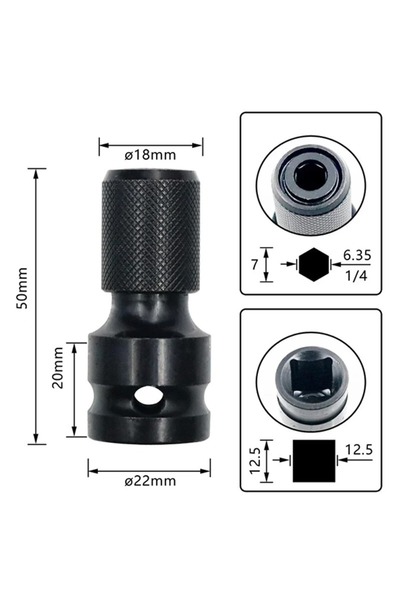 Choice 1pcs Quick Release 1/2-Inch Square Drive to 1/4-Inch Hex Female Socket...