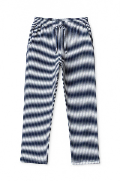 OBJE بنطلون نسائي طويل مخطط باللون الأزرق الداكن