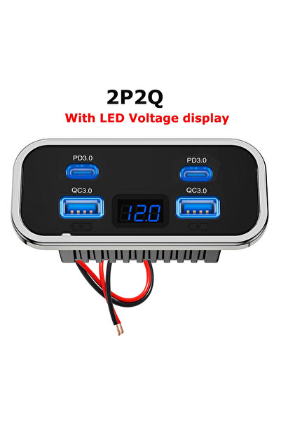 Choice1 kebidumei 2P2Q-A 4 Ports 12V RV USB Outlet 76W Dual PD3.0 Type-C Quic...