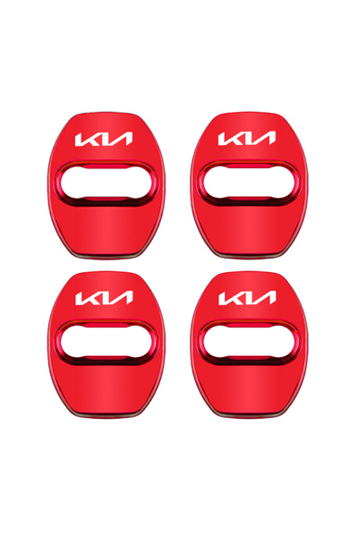 Choice أحمر - غطاء قفل باب السيارة المعدني من KN، 4 قطع، غطاء مشبك واقٍ، ملصق...